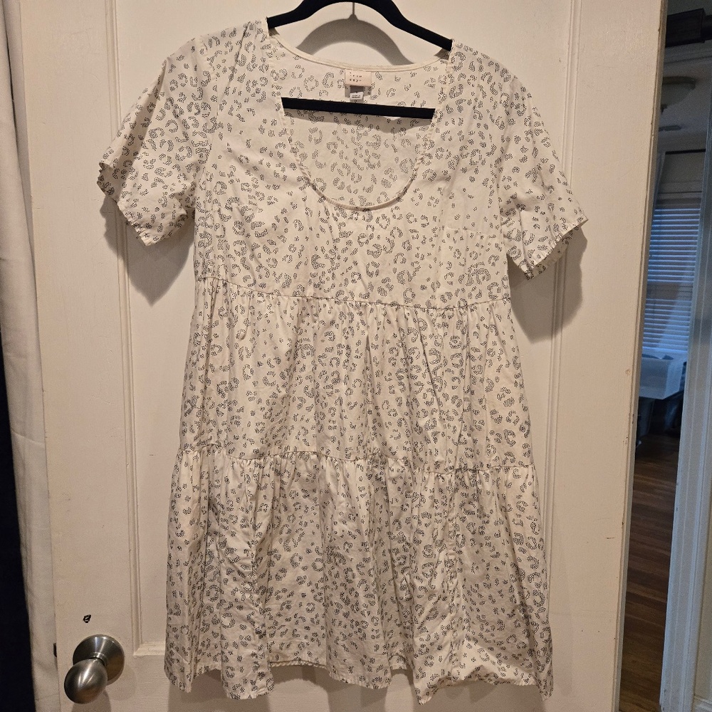 Black & Cream Patterned Summer Dress - Size Small